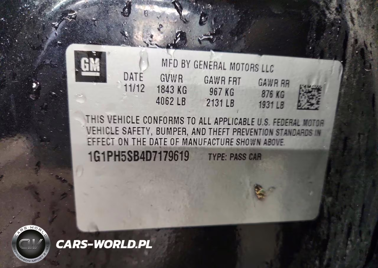 2013 Chevrolet Cruze Eco VIN:1G1PH5SB4D7179619 - 12