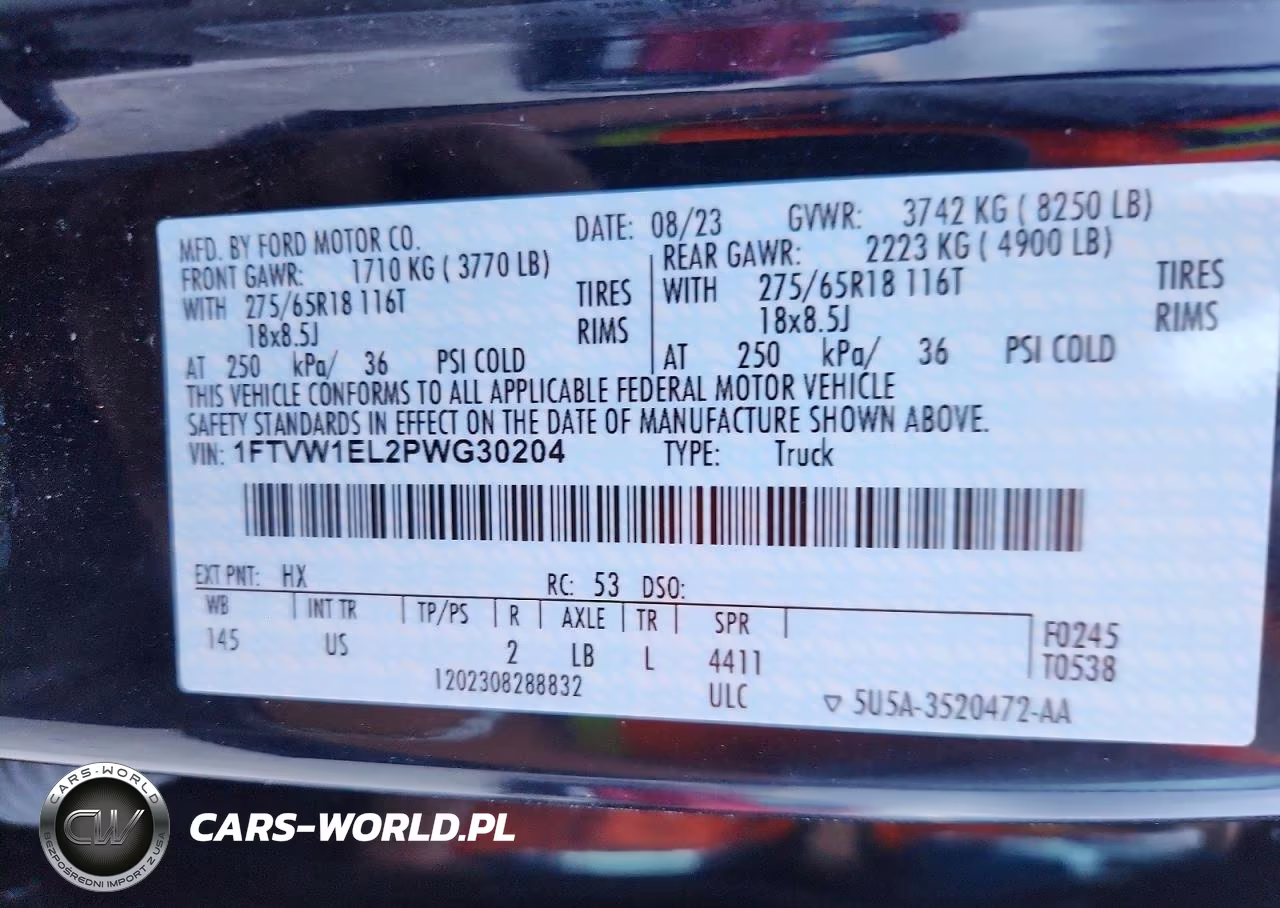 2023 Ford F150 Lightning Pro VIN:1FTVW1EL2PWG30204 - 12