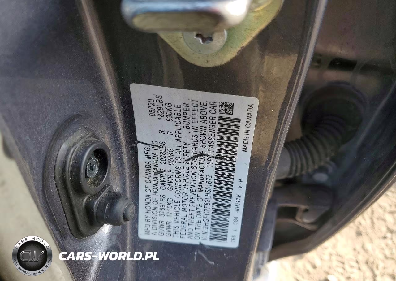 2020 Honda Civic Sport VIN:2HGFC2F82LH551672 - 12