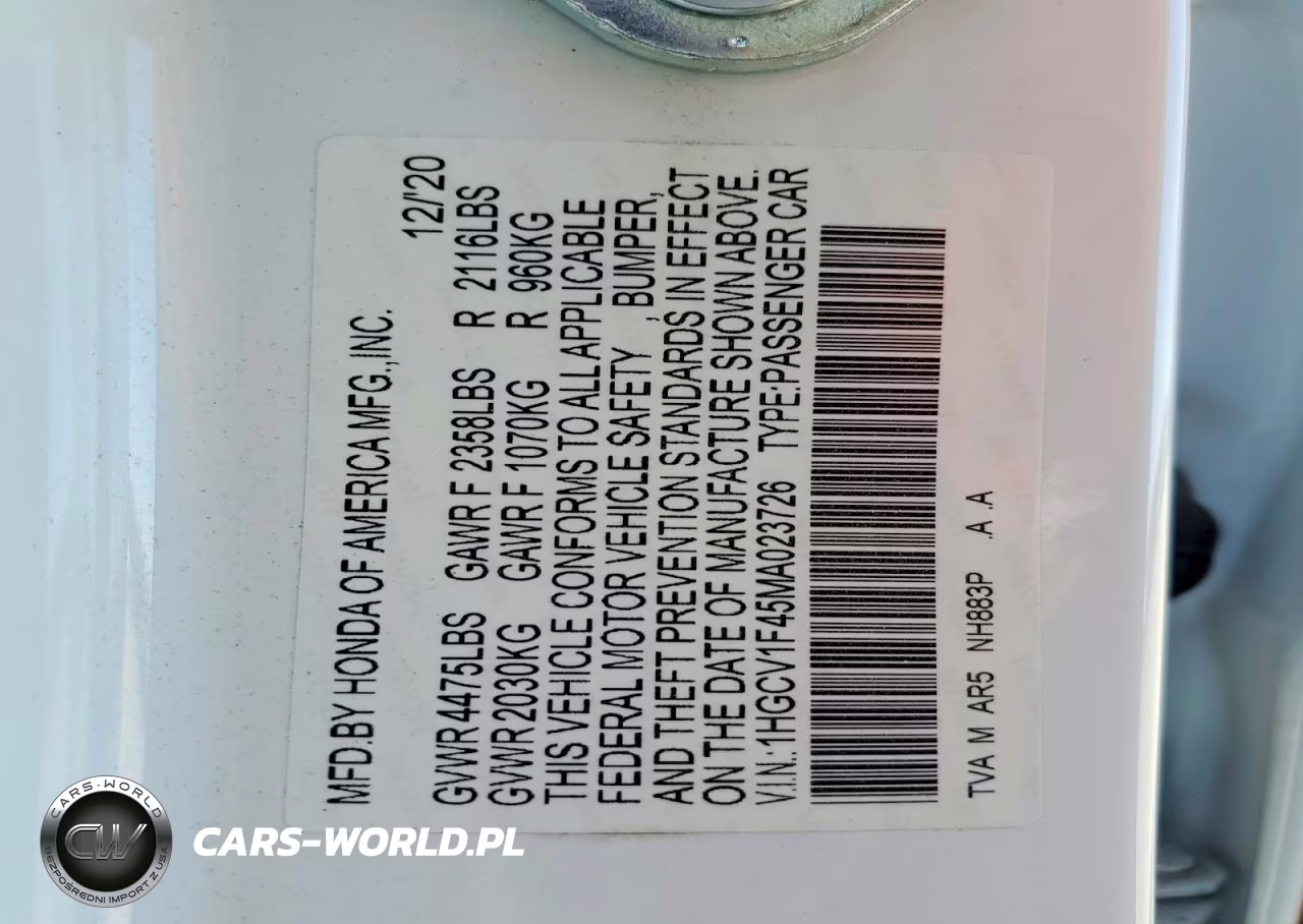 2021 Honda Accord Sport Se VIN:1HGCV1F45MA023726 - 13