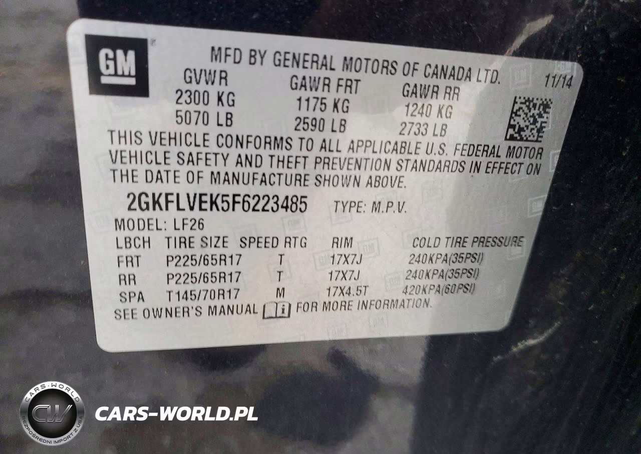 2015 GMC Terrain VIN:2GKFLVEK5F6223485 - 13