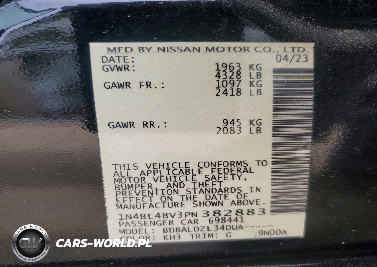 2023 Nissan Altima 2.5 S VIN:1N4BL4BV3PN382883 - 13