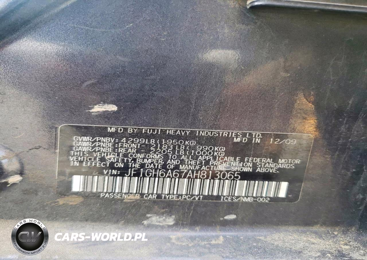 2010 Subaru Impreza 2.5I VIN:JF1GH6A67AH813065 - 13