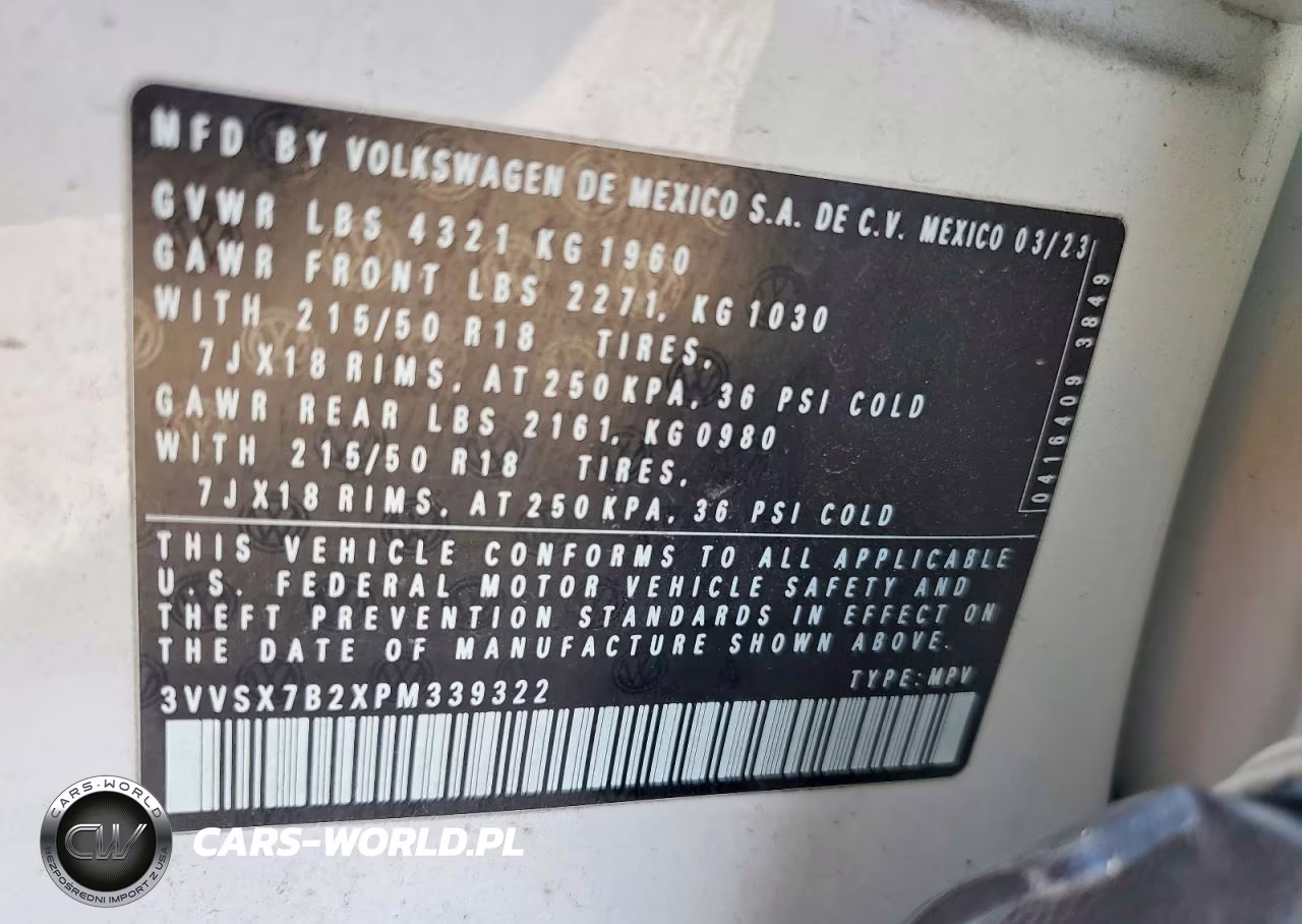 2023 Volkswagen Taos Se VIN:3VVSX7B2XPM339322 - 12