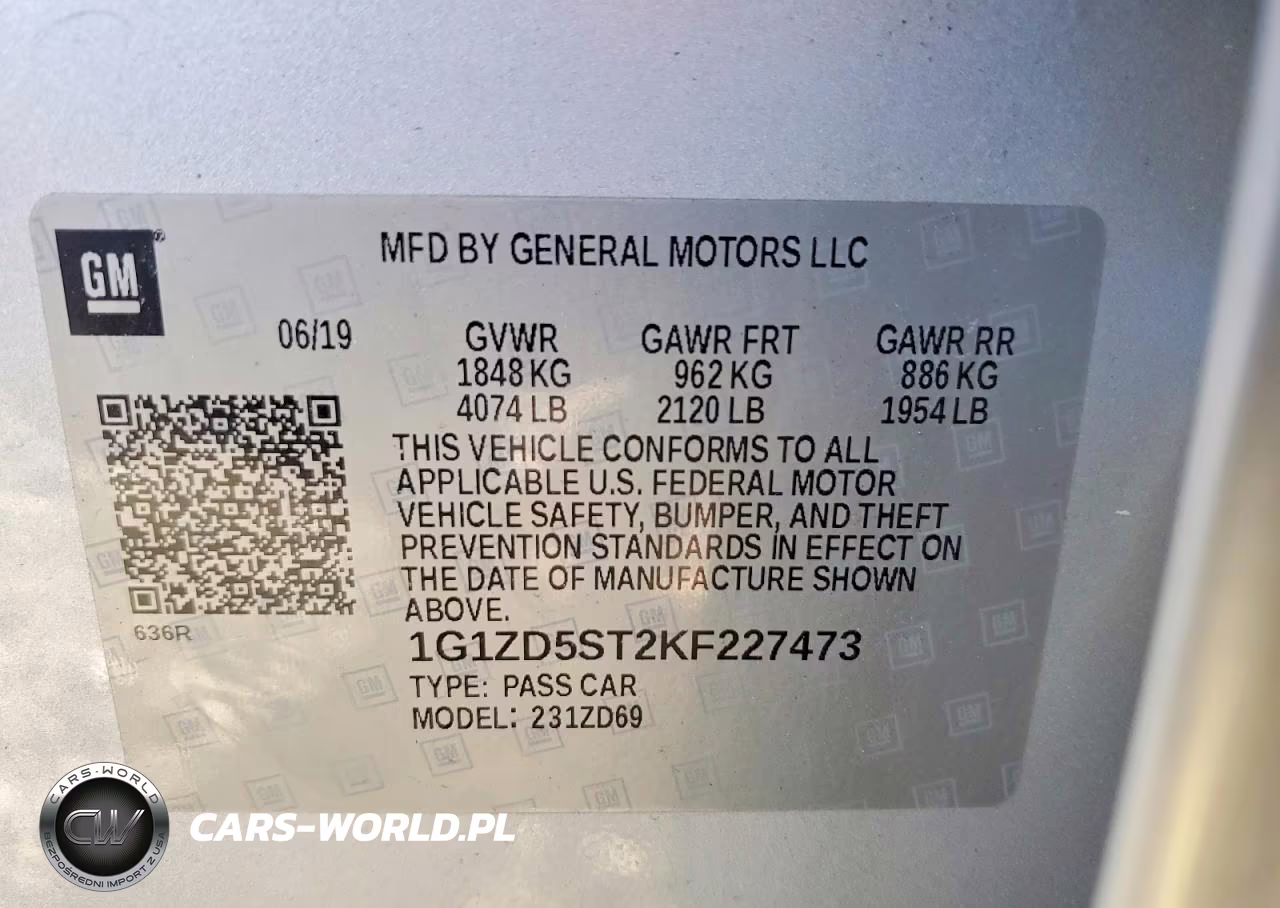 2019 Chevrolet Malibu Lt VIN:1G1ZD5ST2KF227473 - 12