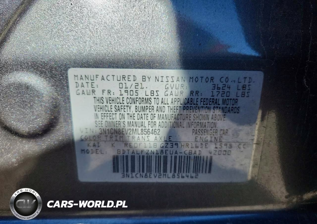 2021 Nissan Versa Sv VIN:3N1CN8EV2ML856462 - 13