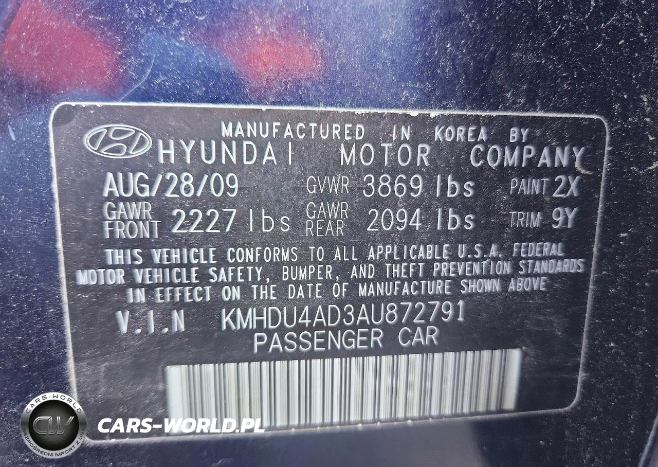 2010 Hyundai Elantra Se VIN:KMHDU4AD3AU872791 - 12