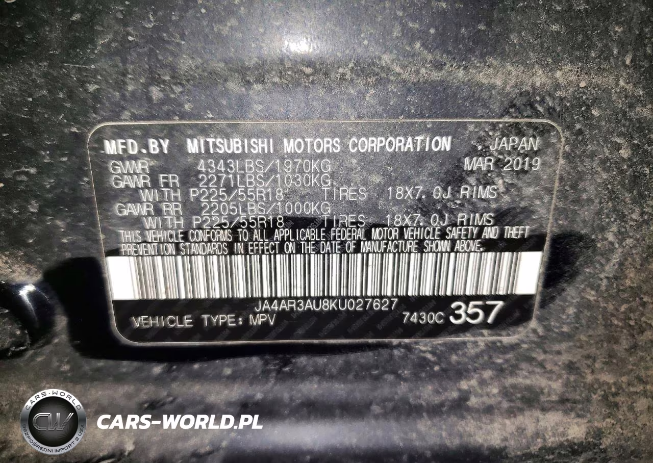 2019 Mitsubishi Outlander Sport Es VIN:JA4AR3AU8KU027627 - 13