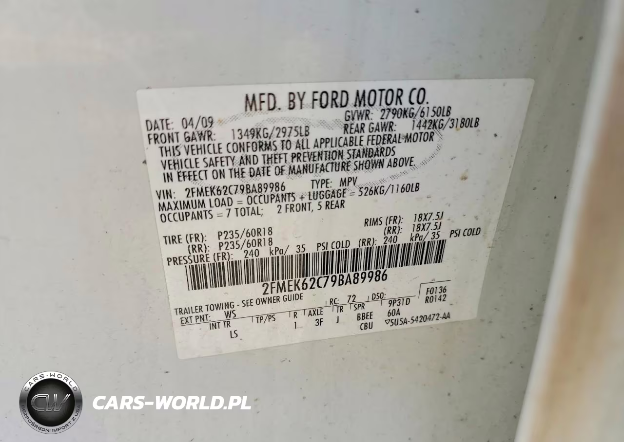 2009 Ford Flex Sel VIN:2FMEK62C79BA89986 - 13