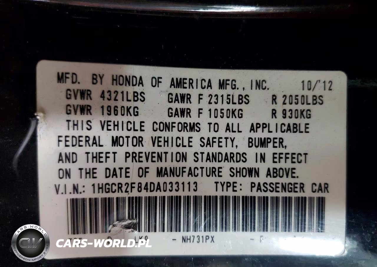 2013 Honda Accord Exl VIN:1HGCR2F84DA033113 - 12
