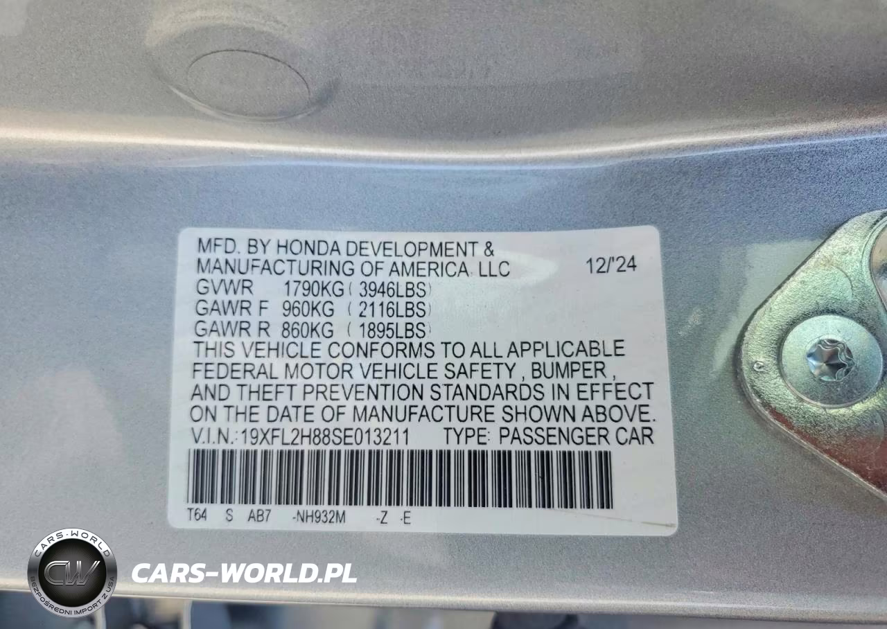 2025 Honda Civic Sport VIN:19XFL2H88SE013211 - 12