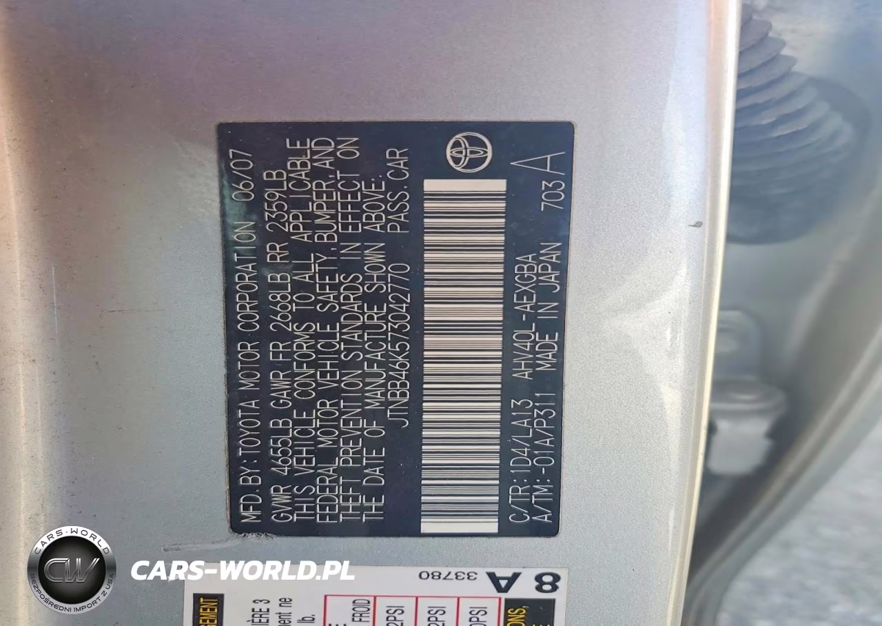 2007 Toyota Camry Hybrid VIN:JTNBB46K573042770 - 12