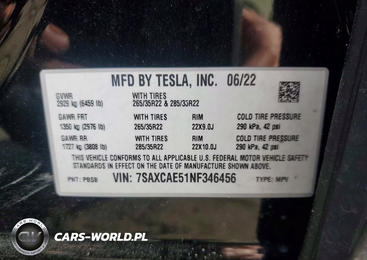 2022 Tesla Model X VIN:7SAXCAE51NF346456 - 12