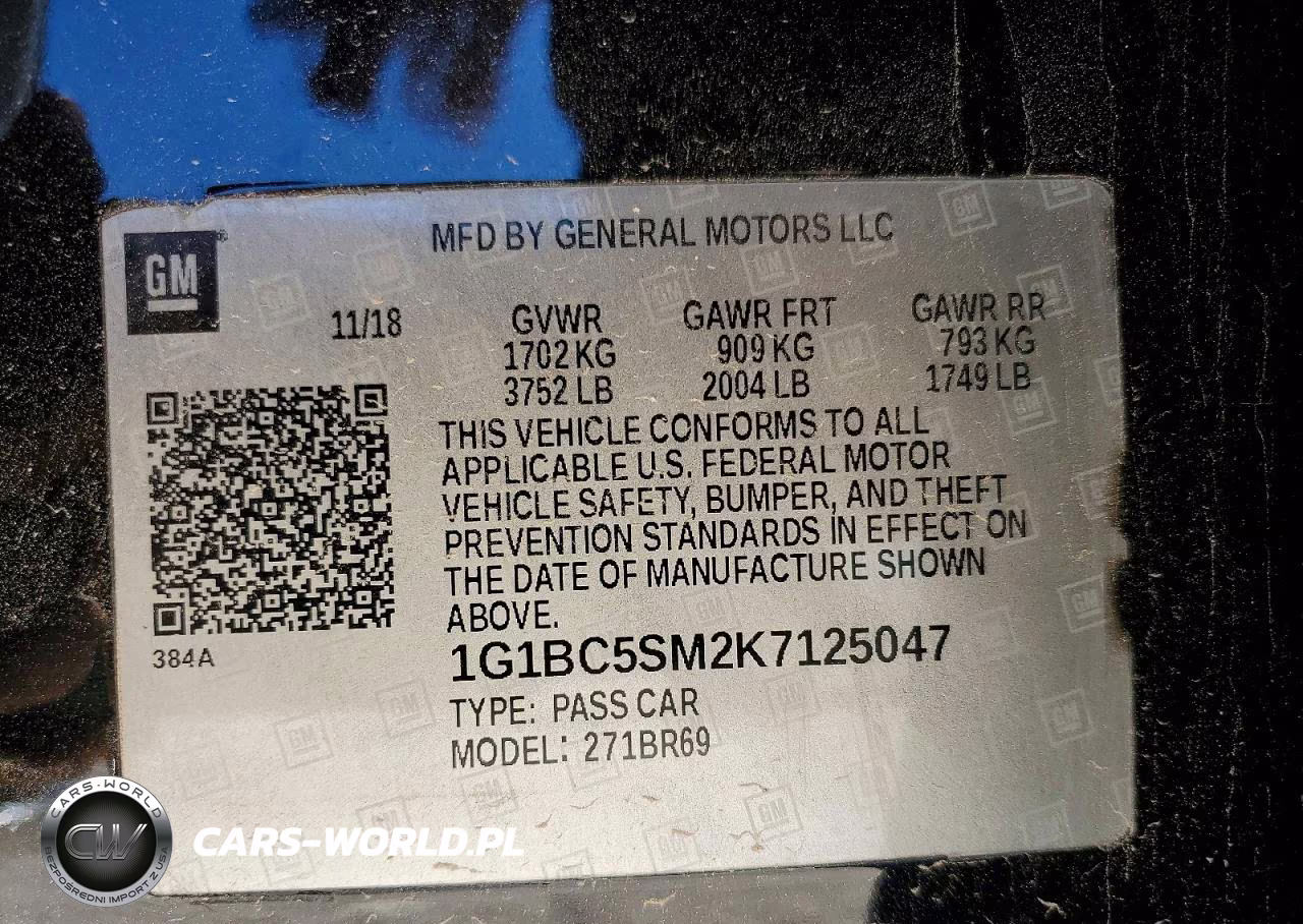 2019 Chevrolet Cruze Ls VIN:1G1BC5SM2K7125047 - 12