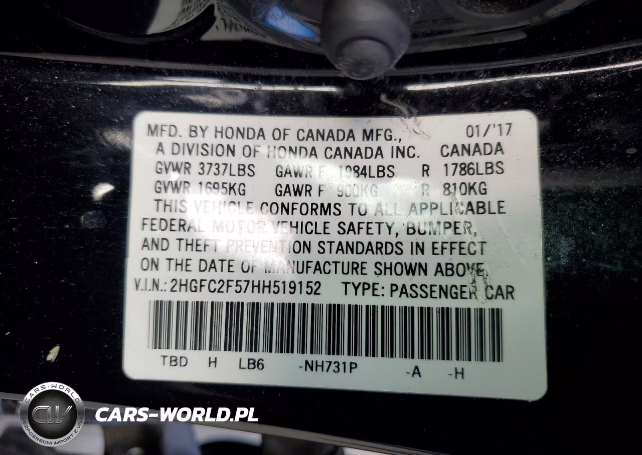 2017 Honda Civic Lx VIN:2HGFC2F57HH519152 - 12