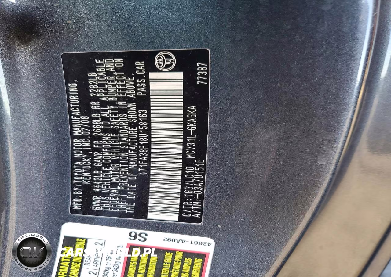 2008 Toyota Camry Solara Sle V6 VIN:4T1FA38P18U158163 - 13