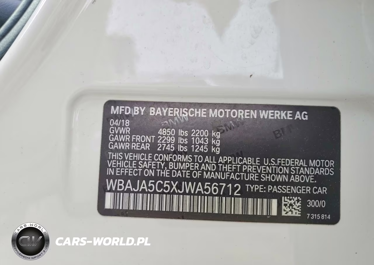 2018 BMW 530 I VIN:WBAJA5C5XJWA56712 - 12