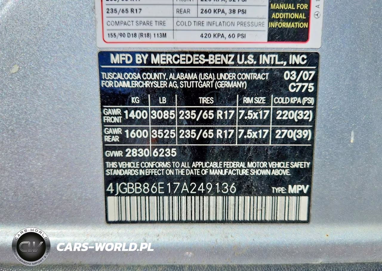 2007 Merz M-Class VIN:4JGBB86E17A249136 - 13