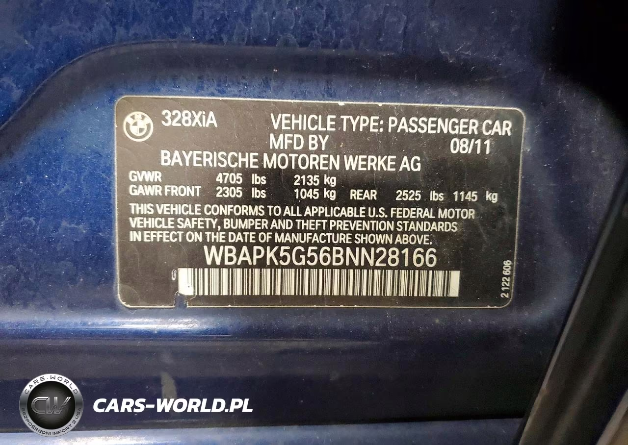 2011 BMW 328 Xi Sulev VIN:WBAPK5G56BNN28166 - 12
