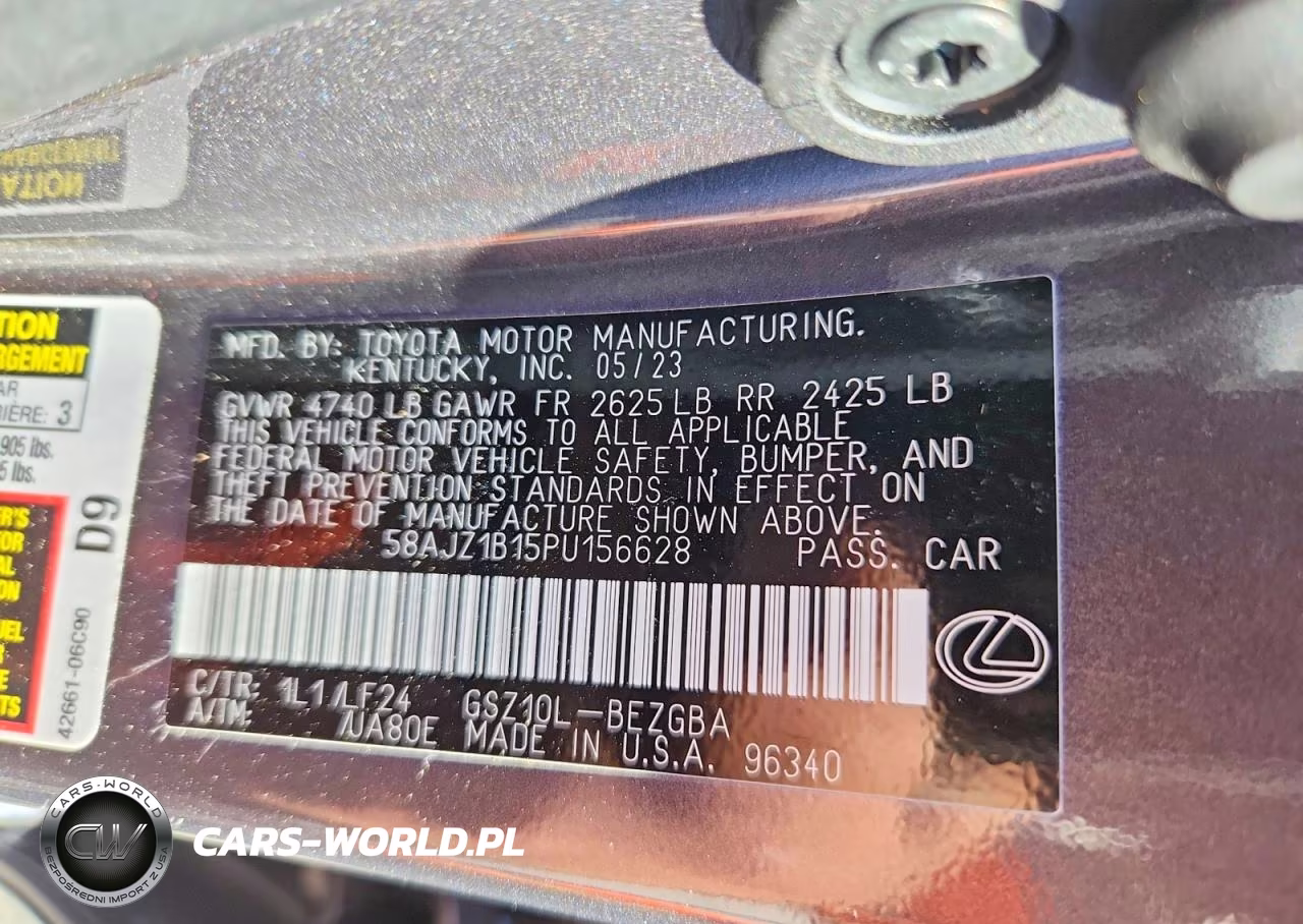 2023 Lexus Es 350 F Sport Handling VIN:58AJZ1B15PU156628 - 12
