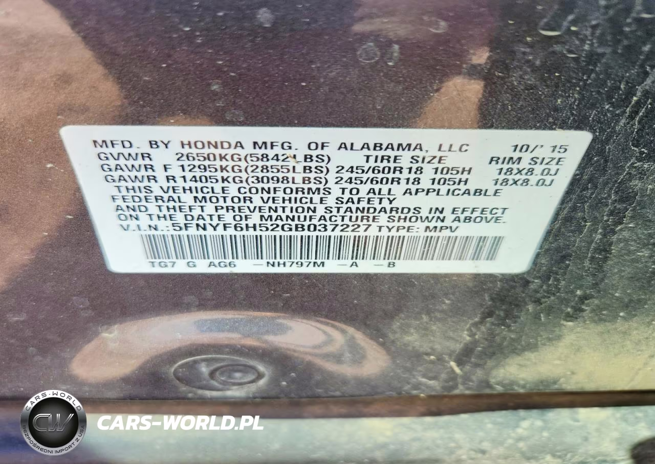 2016 Honda Pilot Exl VIN:5FNYF6H52GB037227 - 12