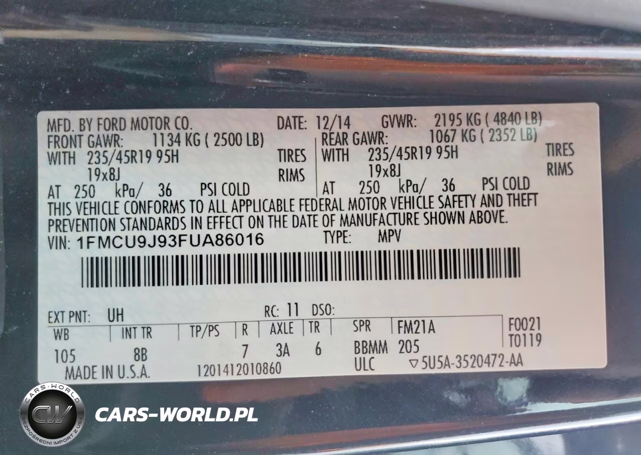 2015 Ford Escape Titanium VIN:1FMCU9J93FUA86016 - 14