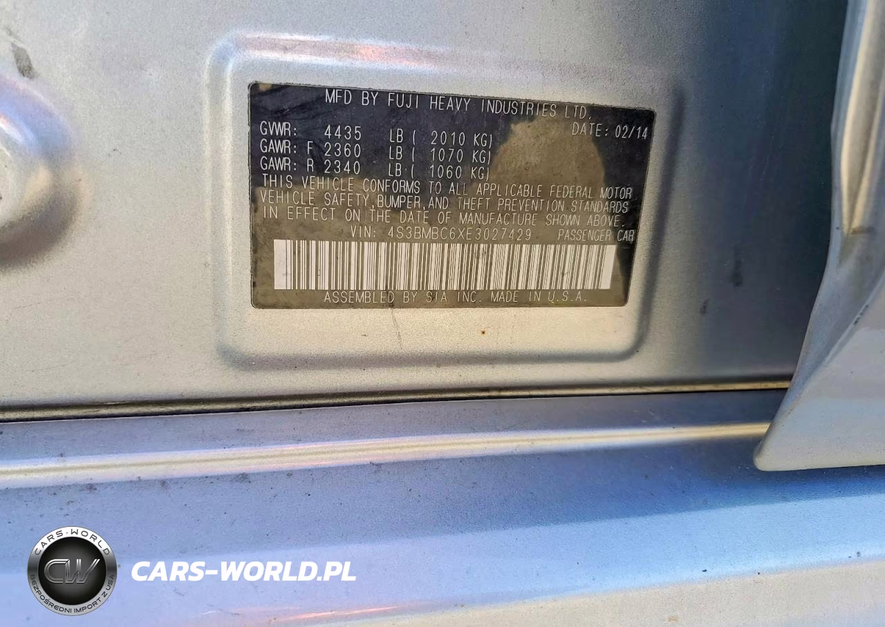 2014 Subaru Legacy 2.5I Premium VIN:4S3BMBC6XE3027429 - 12