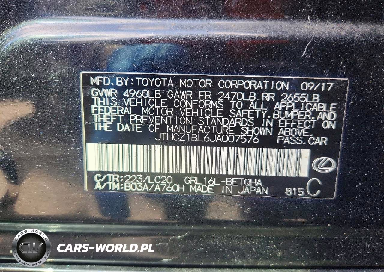 2018 Lexus Gs 350 Base VIN:JTHCZ1BL6JA007576 - 13