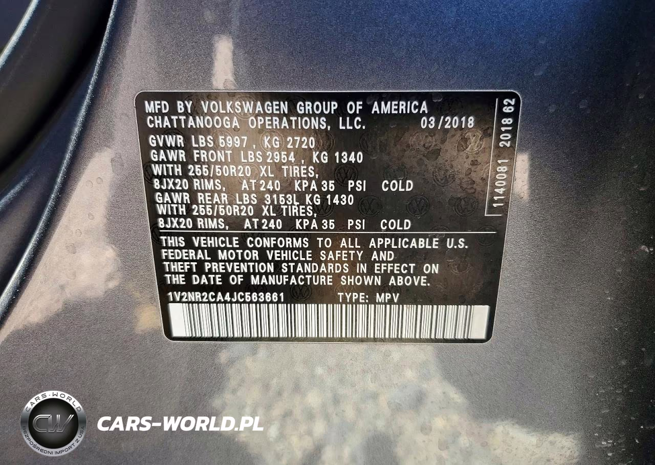 2018 Volkswagen Atlas Sel Premium VIN:1V2NR2CA4JC563661 - 13