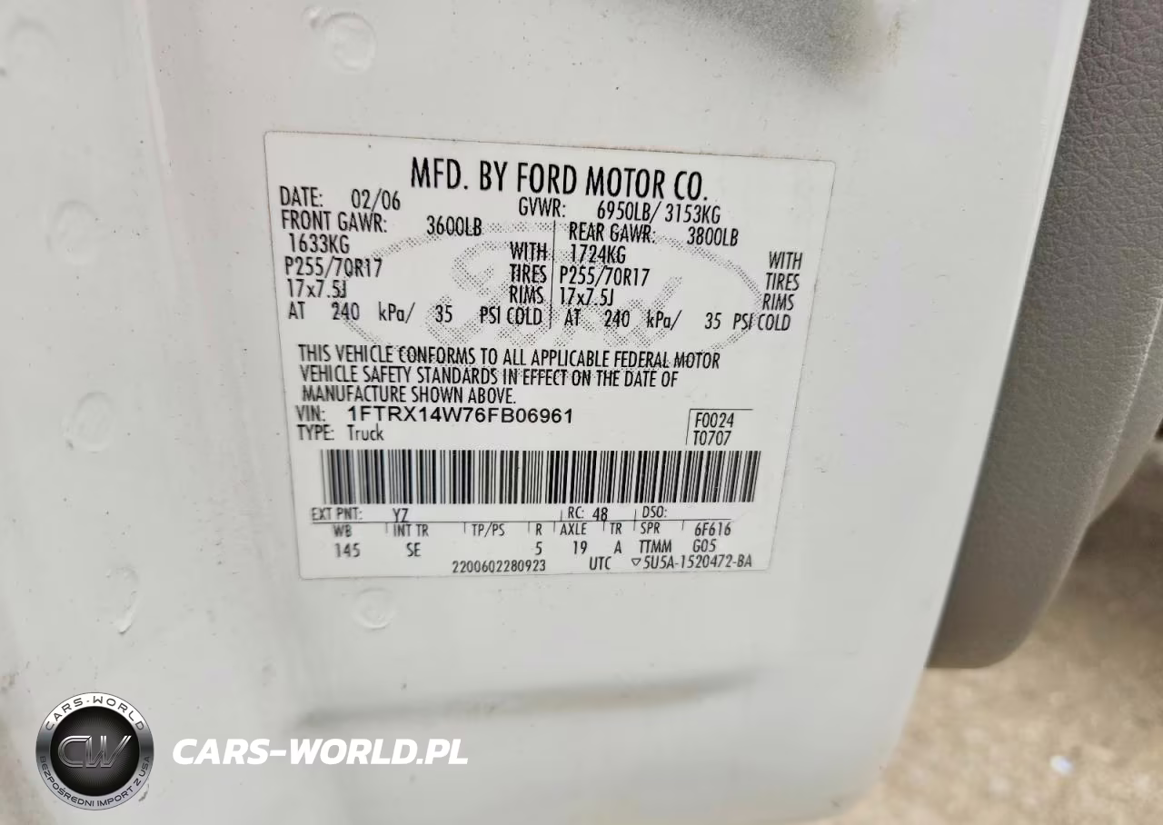 2006 Ford F150 VIN:1FTRX14W76FB06961 - 12