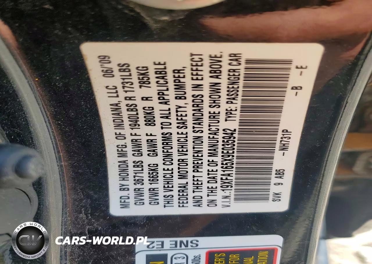2009 Honda Civic Lx VIN:19XFA165X9E035942 - 12