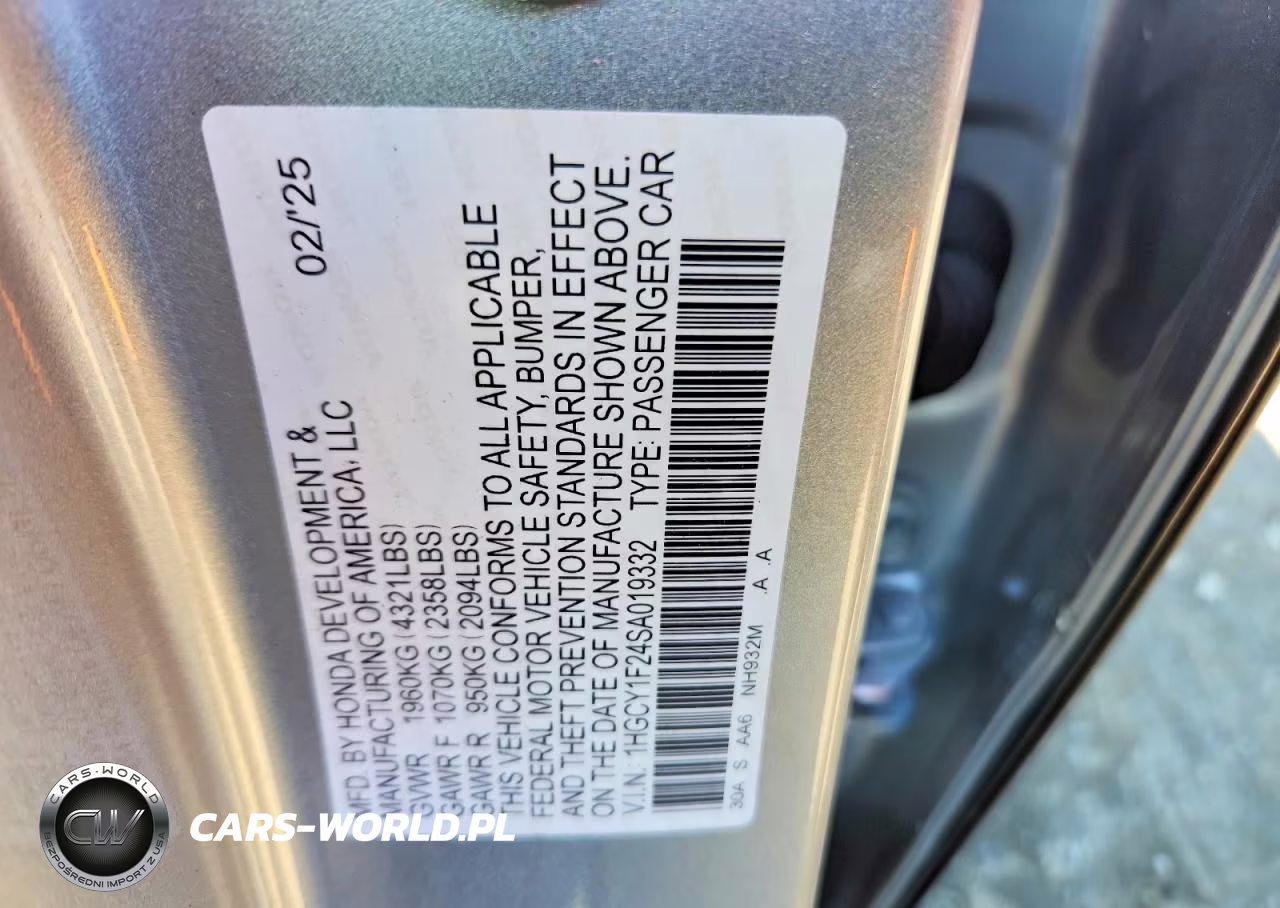 2025 Honda Accord Lx VIN:1HGCY1F24SA019332 - 12