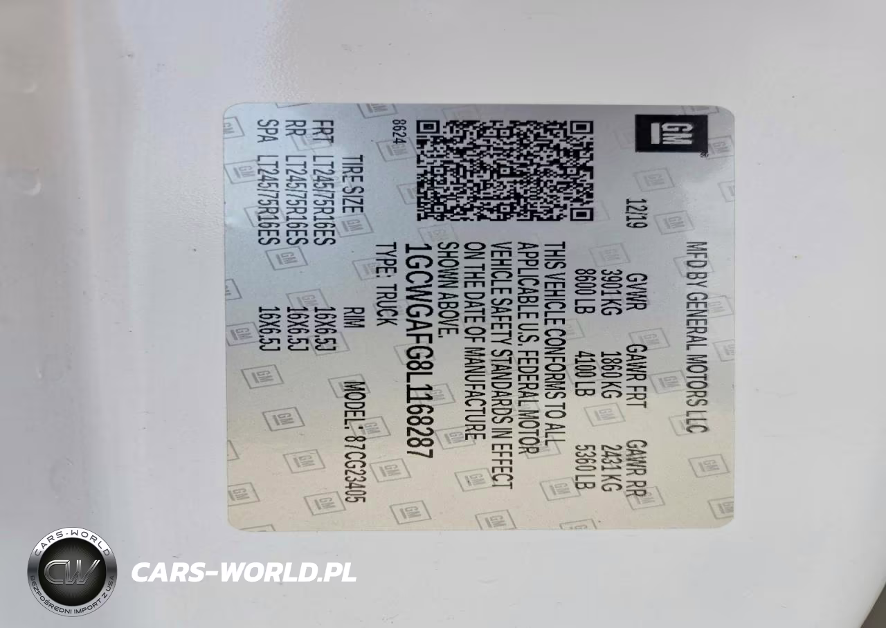 2020 Chev Express G2500 VIN:1GCWGAFG8L1168287 - 13