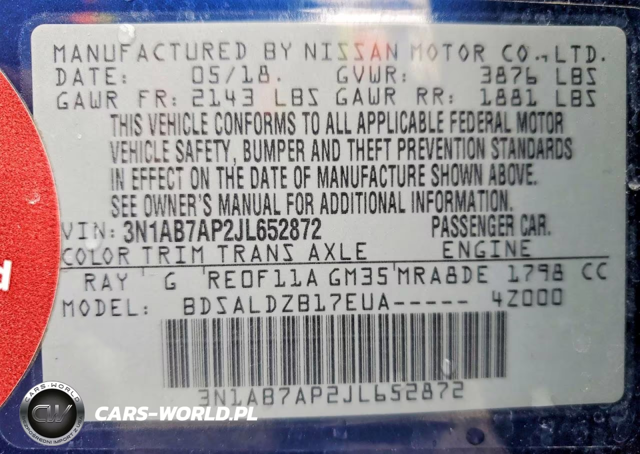 2018 Nissan Sentra Sv VIN:3N1AB7AP2JL652872 - 13