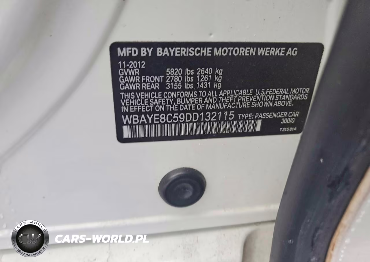 2013 BMW 750 Li VIN:WBAYE8C59DD132115 - 12