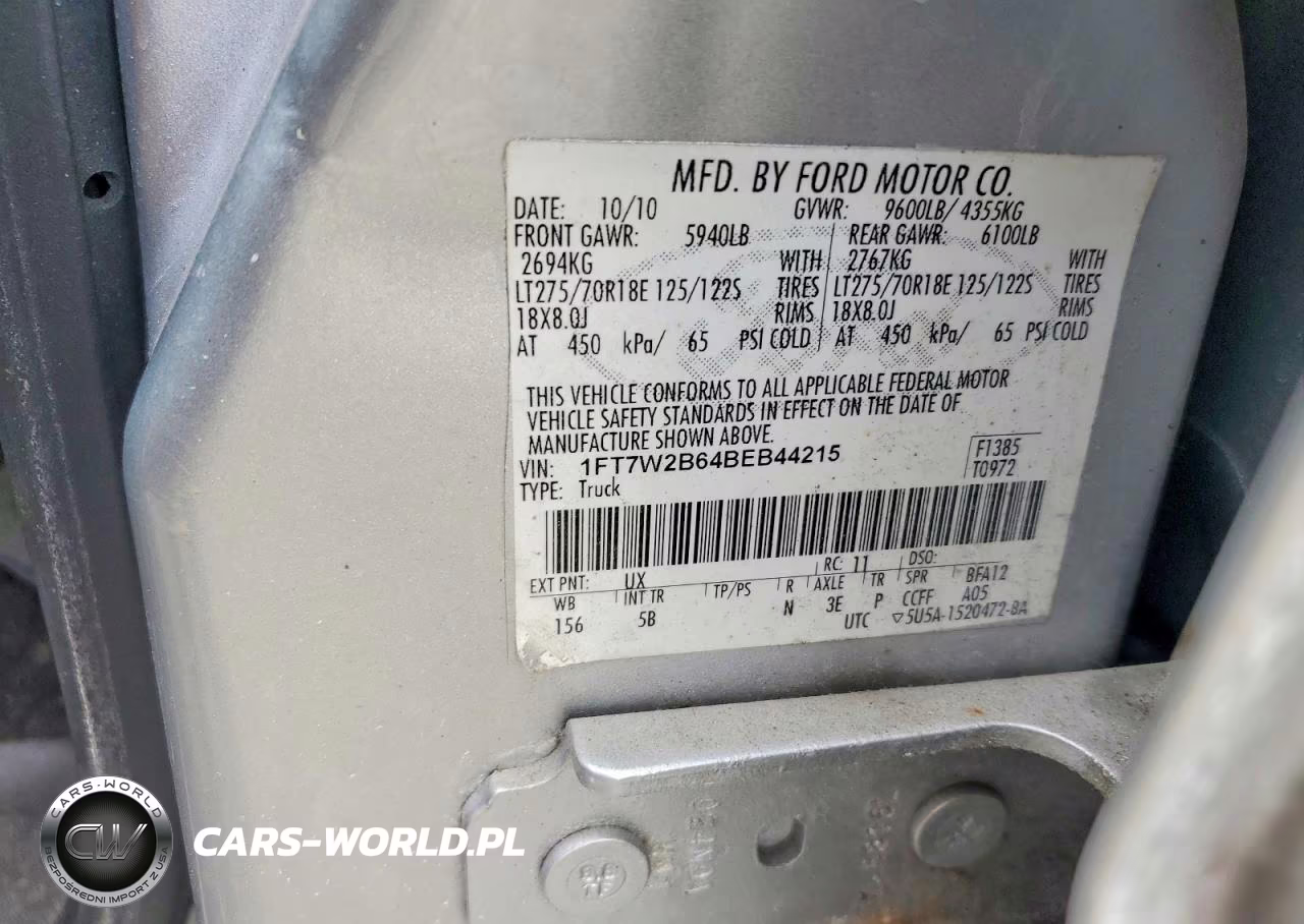 2011 Ford F250 VIN:1FT7W2B64BEB44215 - 13