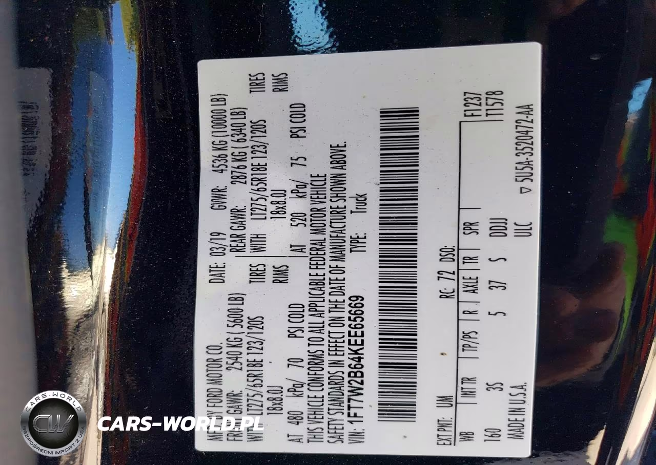 2019 Ford F250 Super Duty VIN:1FT7W2B64KEE65669 - 13