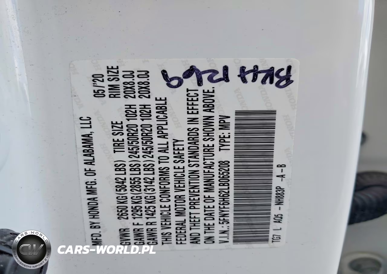 2020 Honda Pilot Touring VIN:5FNYF6H62LB065208 - 13