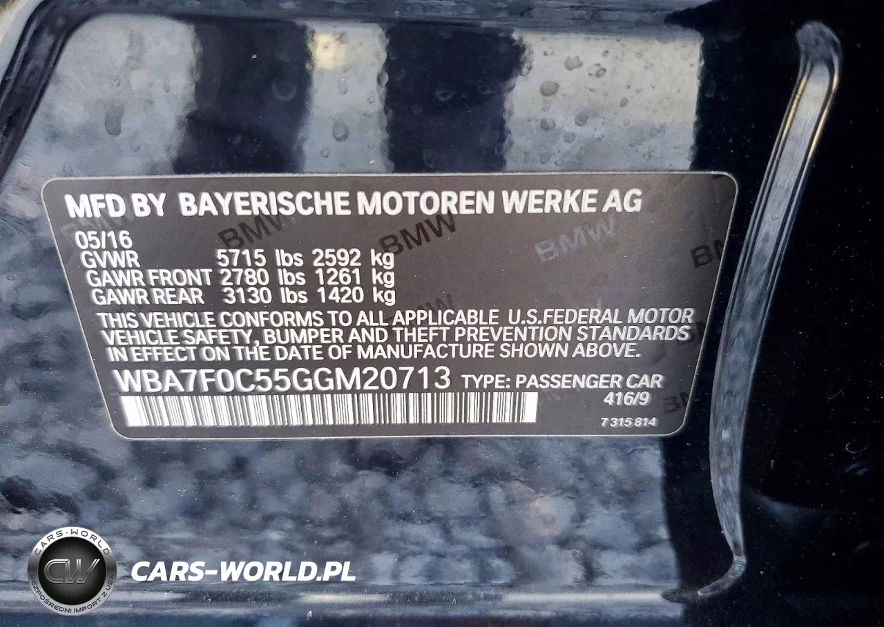 2016 BMW 750 I VIN:WBA7F0C55GGM20713 - 12