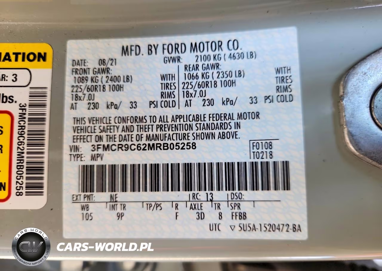 2021 Ford Bronco Sport Outer Banks VIN:3FMCR9C62MRB05258 - 14