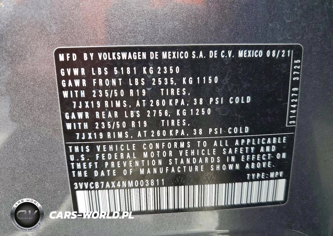 2022 Volkswagen Tiguan Se R-Line Black VIN:3VVCB7AX4NM003811 - 13