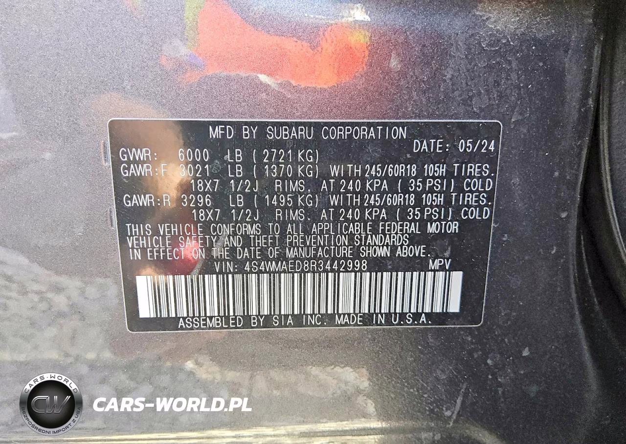 2024 Subaru Ascent Premium VIN:4S4WMAED8R3442998 - 14
