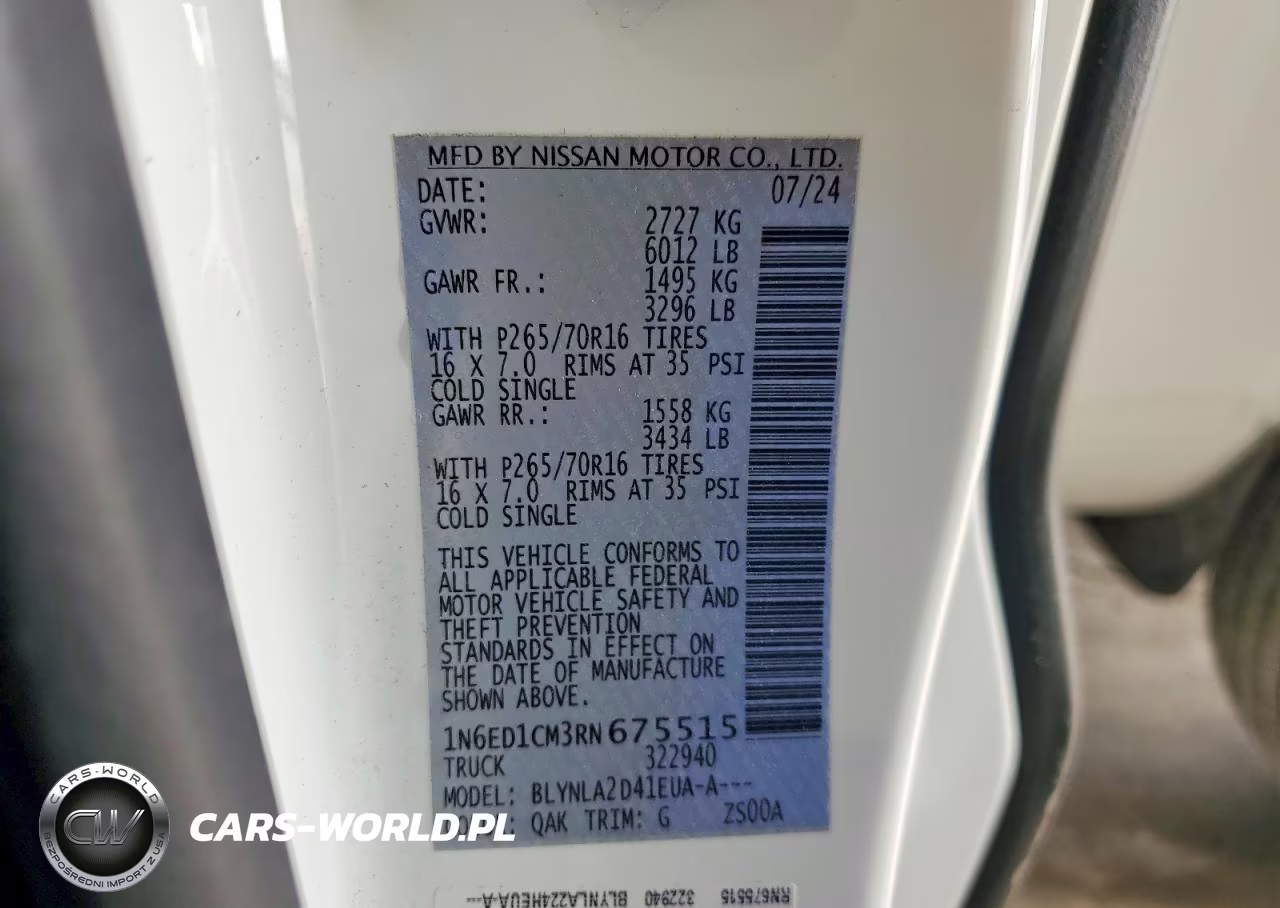 2024 Nissan Frontier S VIN:1N6ED1CM3RN675515 - 12