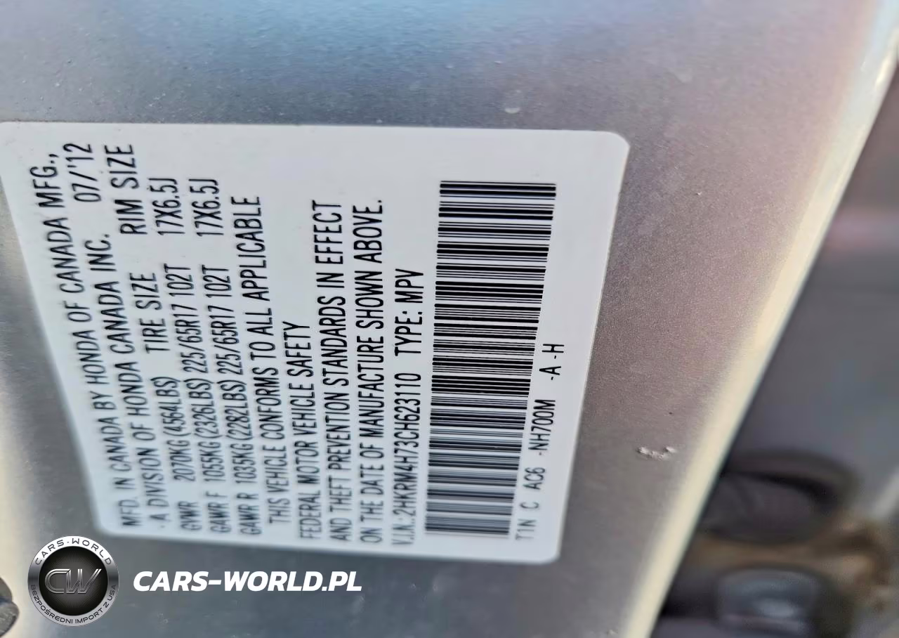 2012 Honda Cr-V Exl VIN:2HKRM4H73CH623110 - 12