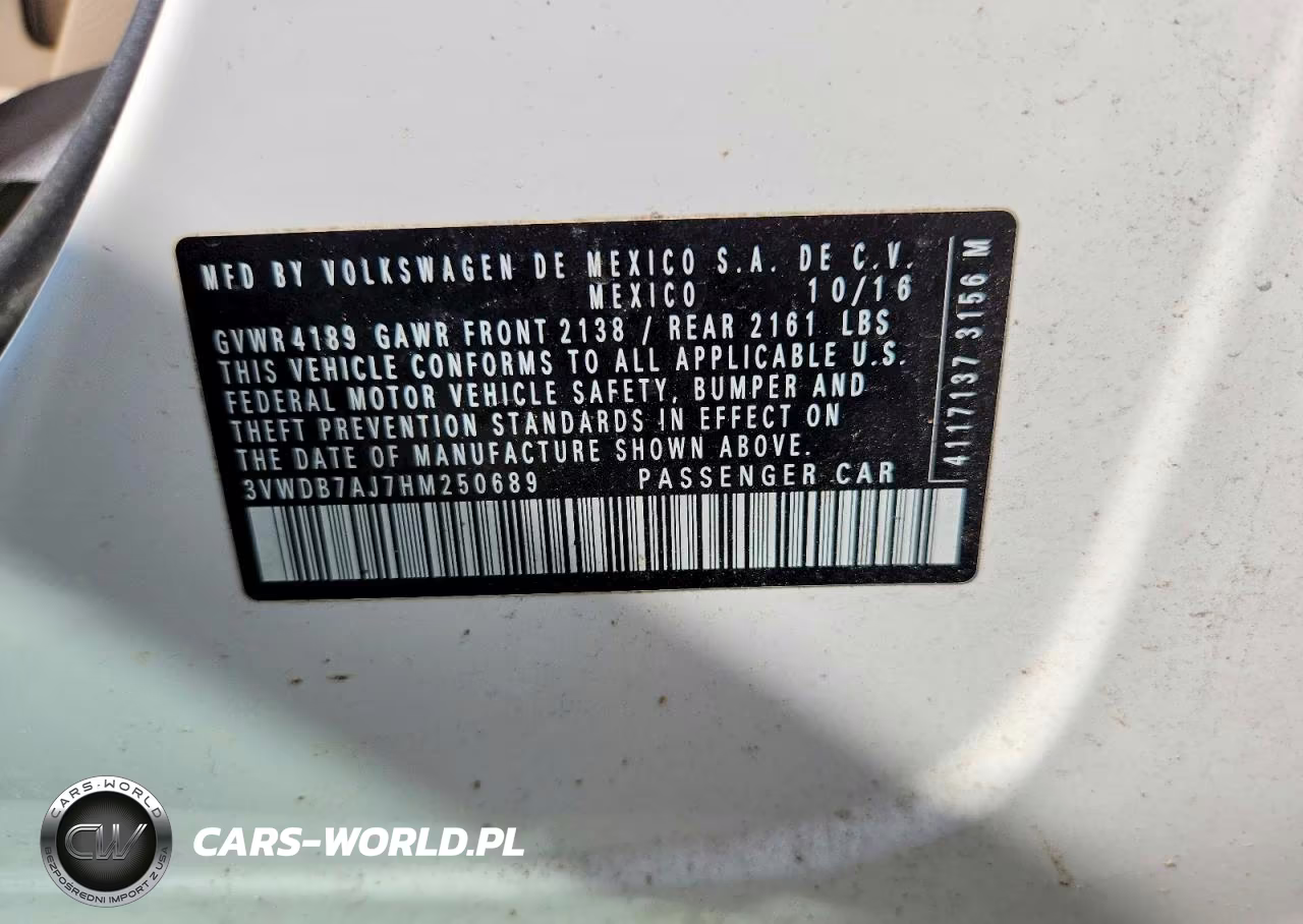 2017 Volkswagen Jetta Se VIN:3VWDB7AJ7HM250689 - 12