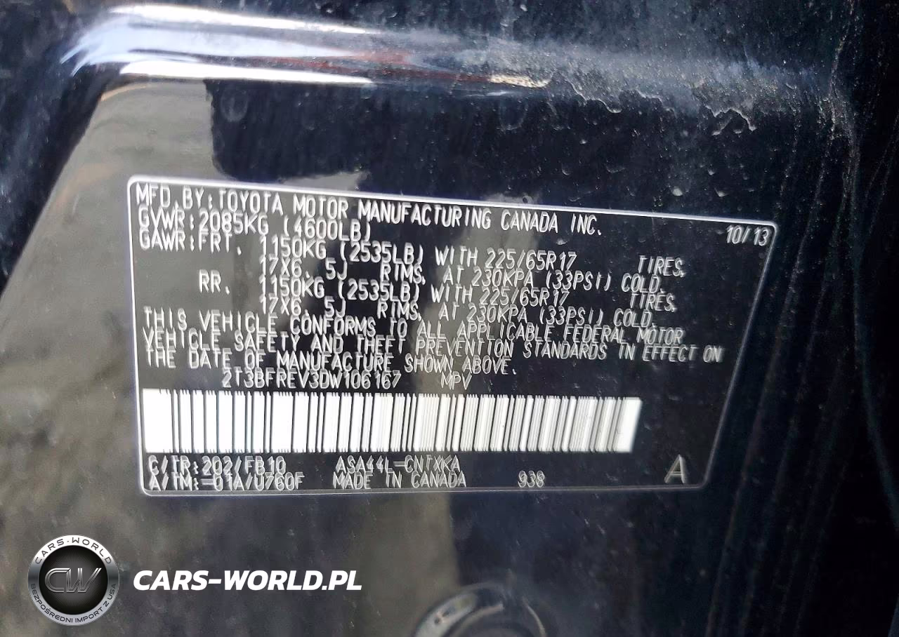 2013 Toyota Rav4 Le VIN:2T3BFREV3DW106167 - 13