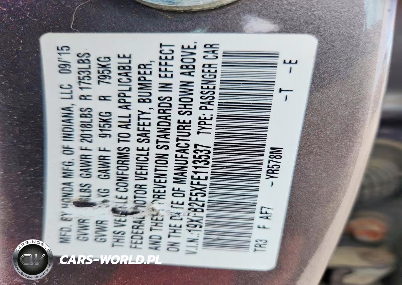 2015 Honda Civic Lx VIN:19XFB2F5XFE113537 - 13