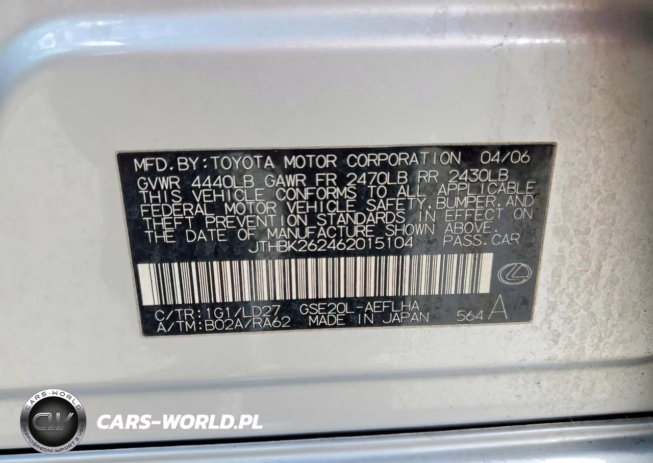 2006 Lexus Is 250 Base VIN:JTHBK262462015104 - 13