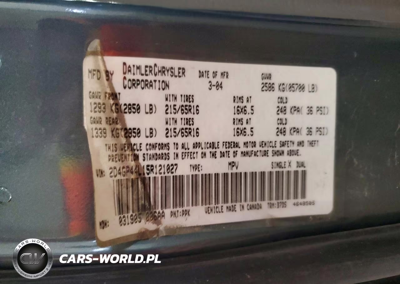 2005 Dodge Grand Caravan Sxt VIN:2D4GP44L15R121027 - 13