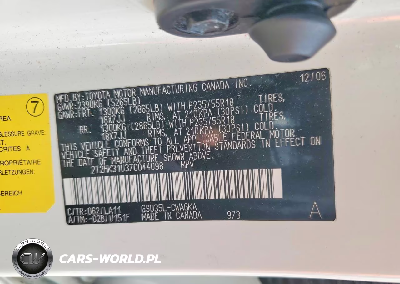 2007 Lexus Rx 350 Base VIN:2T2HK31U37C044098 - 13